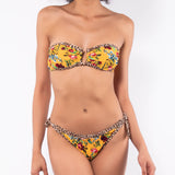 Bikini set a fascia con coppe imbottite estraibili e slip annodato - LO10