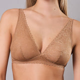 Reggiseno Triangolo Non Imbottito in Pizzo - CARAMELLO - DE20