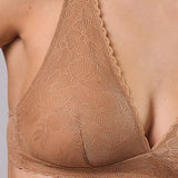 Reggiseno Triangolo Non Imbottito in Pizzo - CARAMELLO - DE20