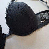 Reggiseno Push-Up con Ferretto in Pizzo - NERO - DE24