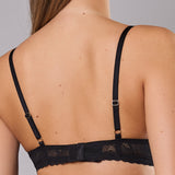 Reggiseno Coppe Imbottite e Ferretto in Pizzo - NERO - DE25
