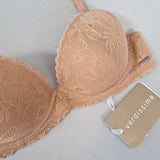 Reggiseno Coppe Imbottite e Ferretto in Pizzo - CARAMELLO - DE25