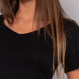 T-shirt scollo a V in modal - NERO - HU53
