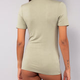 T-shirt scollo a V in modal - VERDE MILITARE - HU53