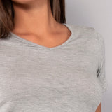 T-shirt scollo a V in modal - GRIGIO MELANGE - HU53