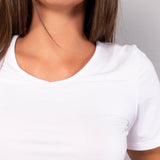 T-shirt scollo a V in modal - MILK - HU53