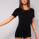 T-shirt girocollo in modal - NERO - HU54
