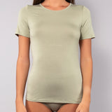 T-shirt girocollo in modal - VERDE MILITARE - HU54