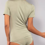 T-shirt girocollo in modal - VERDE MILITARE - HU54