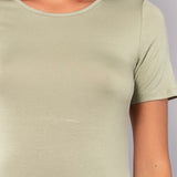T-shirt girocollo in modal - VERDE MILITARE - HU54