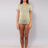 T-shirt girocollo in modal - VERDE MILITARE - HU54