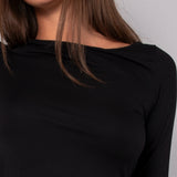 Maglia scollo a barchetta in modal - NERO - HU56