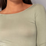 Maglia scollo a barchetta in modal - VERDE MILITARE - HU56