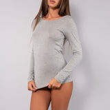 Maglia scollo a barchetta in modal - GRIGIO MELANGE - HU56