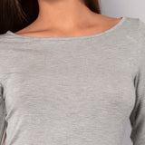 Maglia scollo a barchetta in modal - GRIGIO MELANGE - HU56