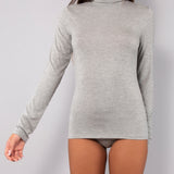 Maglia collo alto in modal - GRIGIO MELANGE - HU58