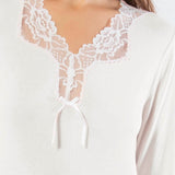 Camicia da notte lunga con scollo a V - MILK - FR29