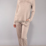 Pigiama  lungo serafino - TORTORA MELANGE - MC11