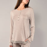 Pigiama  lungo serafino - TORTORA MELANGE - MC11