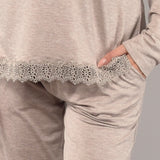 Pigiama  lungo serafino - TORTORA MELANGE - MC11