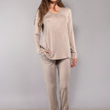 Pigiama scollo a V - TORTORA MELANGE - A - TORTORA MELANGE - MC12