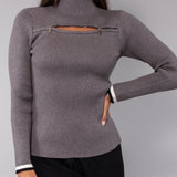Maglia a coste con zip -  - AS51