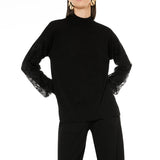 Maglia manica in pizzo - NERO - BC50