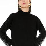 Maglia manica in pizzo - NERO - BC50
