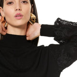 Maglia manica in pizzo - NERO - BC50