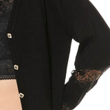 Cardigan con pizzo - NERO - BC70