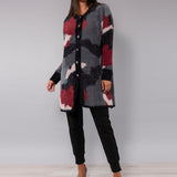 Cardigan lungo camouflage - BORDEAUX - EA70