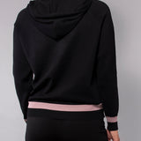 Felpa con zip e cappuccio in viscosa - NERO - LM51