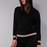 Felpa con zip e cappuccio in viscosa - NERO - LM51