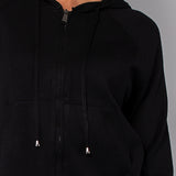 Felpa con zip e cappuccio in viscosa - NERO - LM51