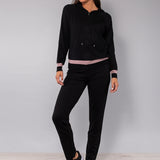 Felpa con zip e cappuccio in viscosa - NERO - LM51