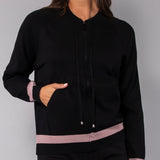 Felpa con zip in viscosa - NERO - LM52