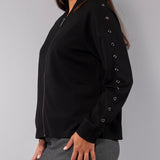 Felpa con zip e borchie - NERO - MA50