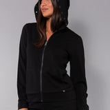 Felpa con zip cappuccio e borchie - NERO - MA51