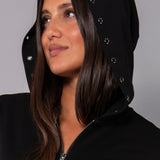 Felpa con zip cappuccio e borchie - NERO - MA51