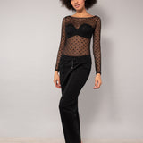 Maglia scollo barchetta in tulle pois -  - SH50