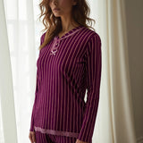 Pigiama lungo serafino - PRUGNA - TT11