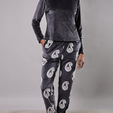 Pigiama Lungo Girocollo Ciniglia Paisley - PIOMBO - CC12