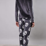 Pigiama Lungo Girocollo Ciniglia Paisley - PIOMBO - CC12