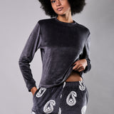 Pigiama Lungo Girocollo Ciniglia Paisley - PIOMBO - CC12