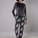 Pigiama Lungo Girocollo Ciniglia Paisley - PIOMBO - CC12