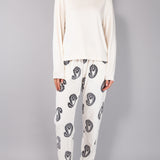 Pigiama Lungo Girocollo Ciniglia Paisley - MILK - CC12