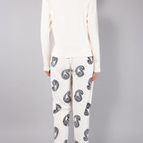 Pigiama Lungo Girocollo Ciniglia Paisley - MILK - CC12