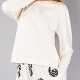 Pigiama Lungo Girocollo Ciniglia Paisley - MILK - CC12