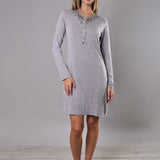 Camicia da notte Corta Serafino Viscosa Chevron - GRIGIO MELANGE - LE27