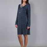 Camicia da notte Corta Serafino Viscosa Chevron - BLU MELANGE - LE27